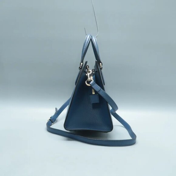 100% Authentic GUCCI Soho Top Handle Blue Leather Satchel 882-112024 - Picture 3 of 12